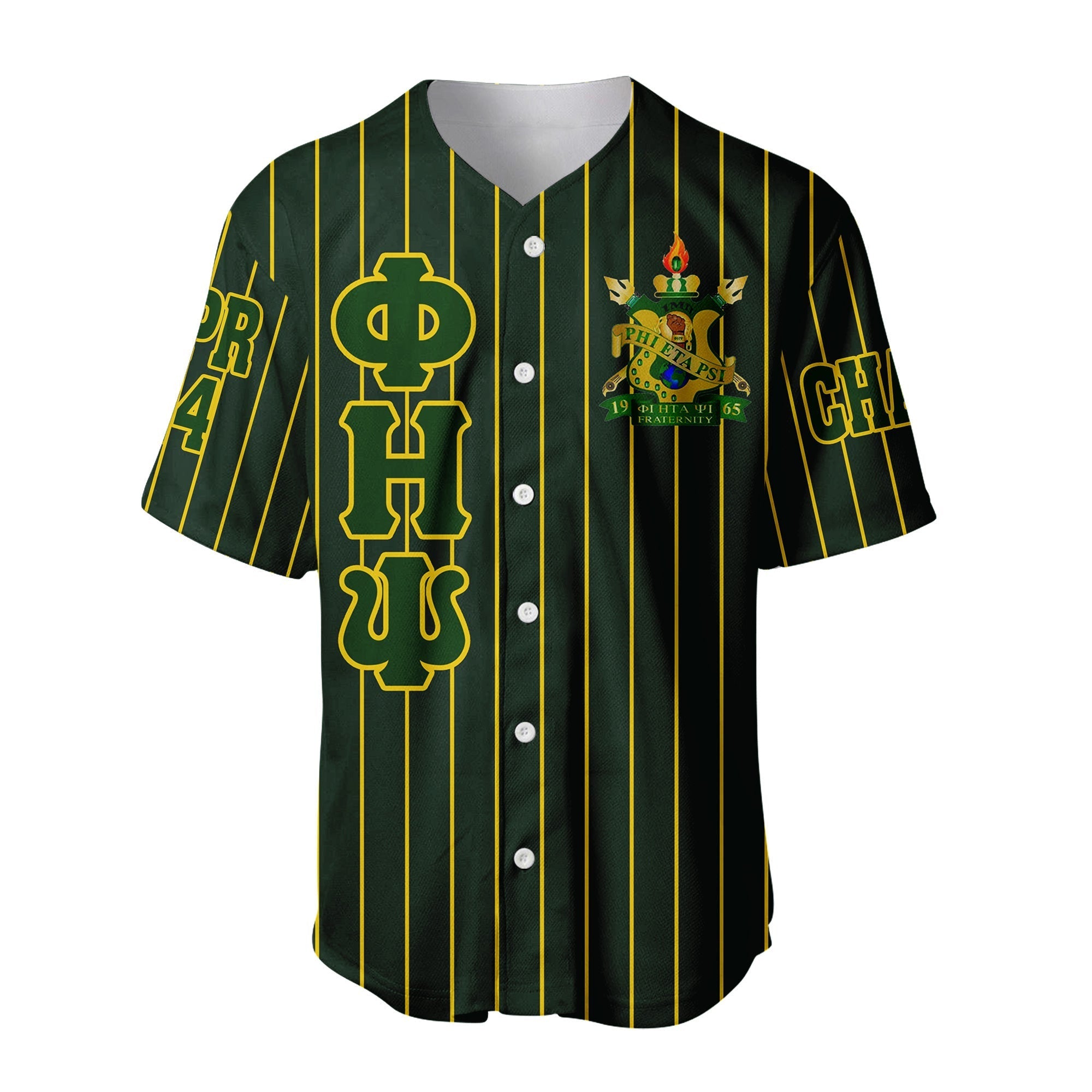 Africazone Clothing - (Custom) Phi Eta Psi Fraternity Pin Striped Baseball Jersey A31