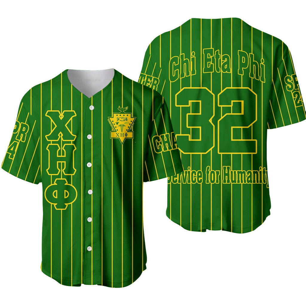 Africazone Clothing - (Custom) Chi Eta Phi Sorority Pin Striped Baseball Jersey A31
