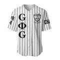 Africazone Clothing - (Custom) Groove Phi Groove Social Fellowship (White) Pin Striped Baseball Jersey A31