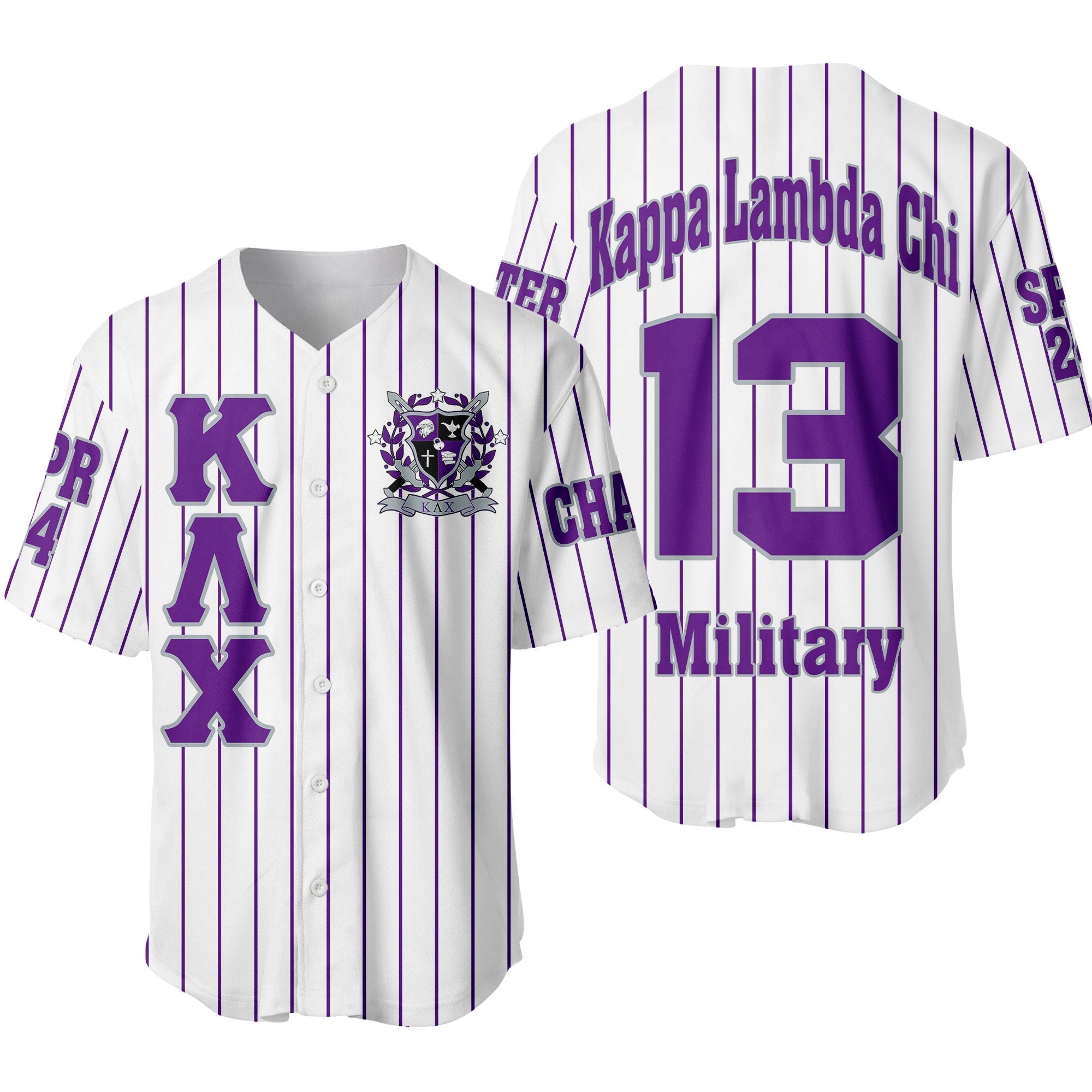 Africazone Clothing - (Custom) KLC Military Fraternity (White) Pin Striped Baseball Jersey A31