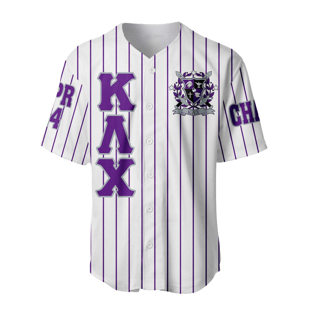 Africazone Clothing - (Custom) KLC Military Fraternity (White) Pin Striped Baseball Jersey A31