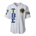 Africazone Clothing - (Custom) Tau Beta Sigma Band Sorority Pin Striped Baseball Jersey A31