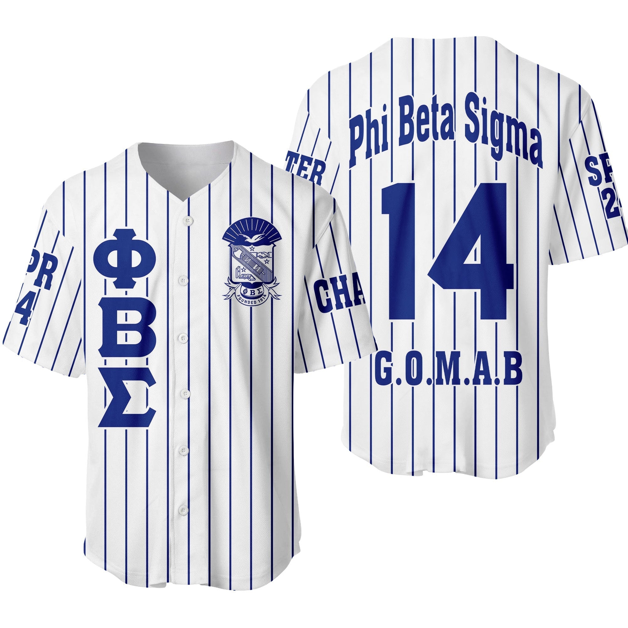 Africazone Clothing - (Custom) Phi Beta Sigma Fraternity Pin Striped Baseball Jersey A31