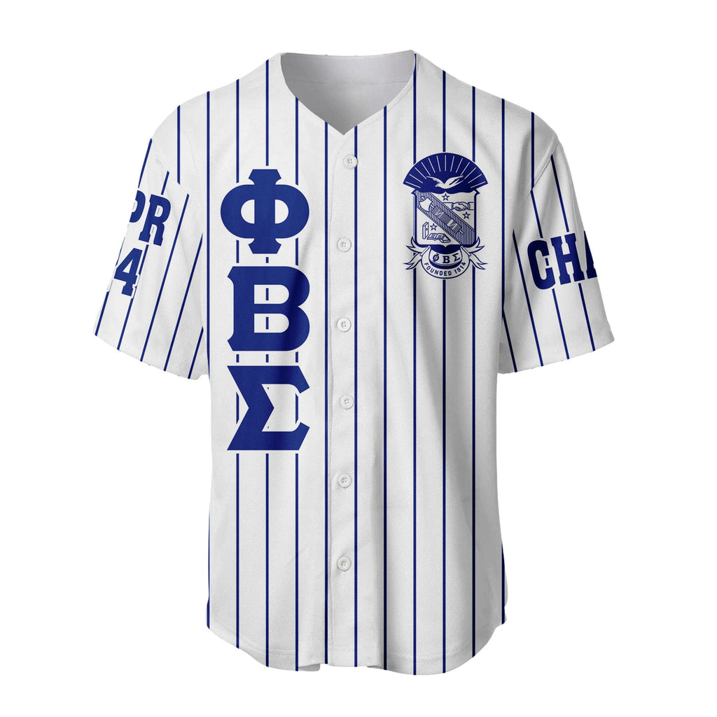 Africazone Clothing - (Custom) Phi Beta Sigma Fraternity Pin Striped Baseball Jersey A31