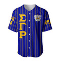 Africazone Clothing - (Custom) Sigma Gamma Rho Sorority Pin Striped Baseball Jersey A31