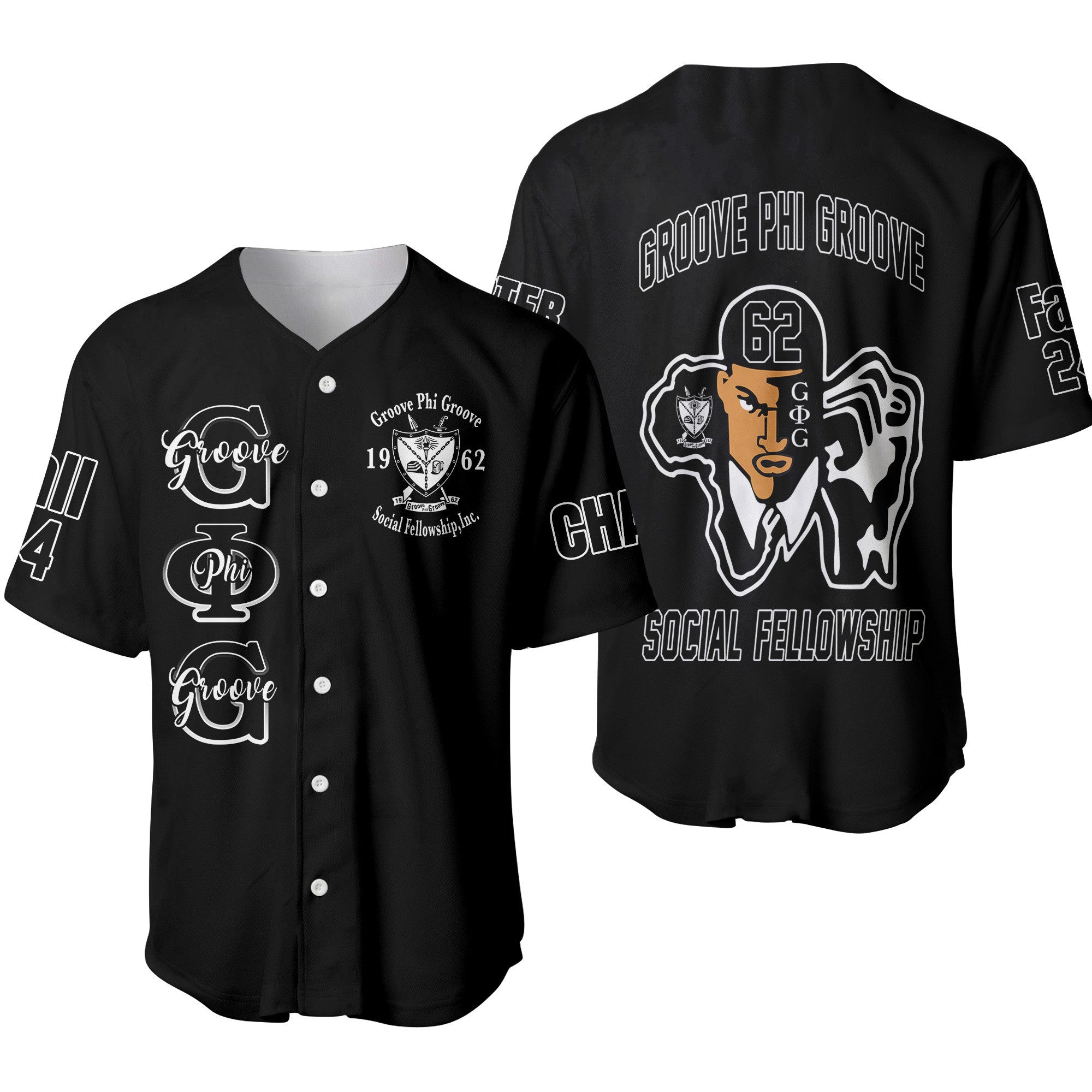 (Custom) Africazone Baseball Jersey - Groove Phi Groove Social Fellowship A31