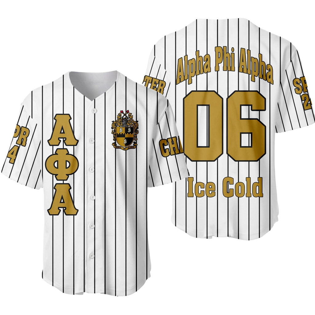 Africazone Clothing - (Custom) Alpha Phi Alpha Fraternity (White) Pin Striped Baseball Jersey A31