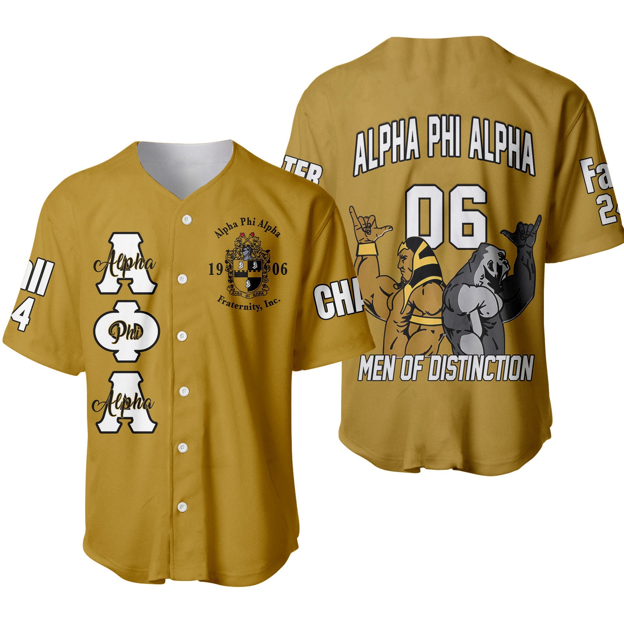 (Custom) Africazone Baseball Jersey - Alpha Phi Alpha Fraternity Handsign A31