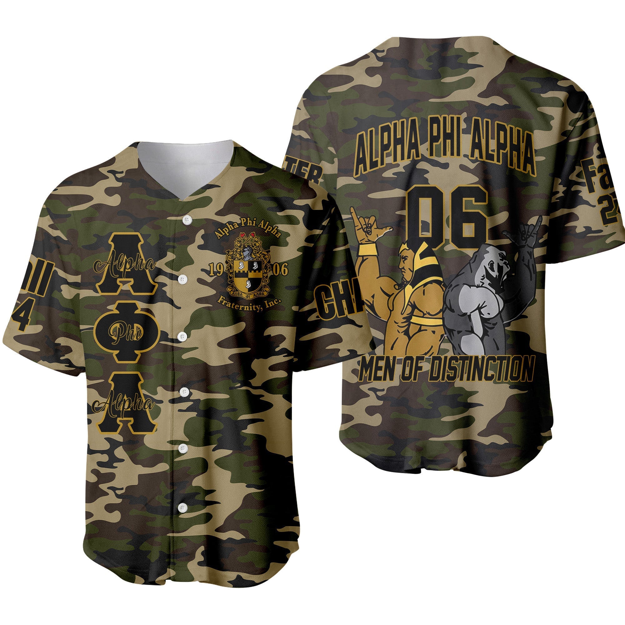 (Custom) Africazone Baseball Jersey - Alpha Phi Alpha Fraternity Handsign A31