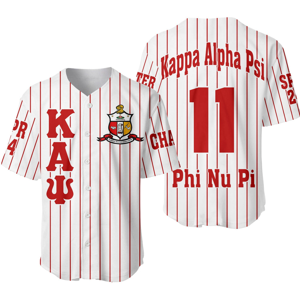 Africazone Clothing - (Custom) KAP Nupe Fraternity (White) Pin Striped Baseball Jersey A31