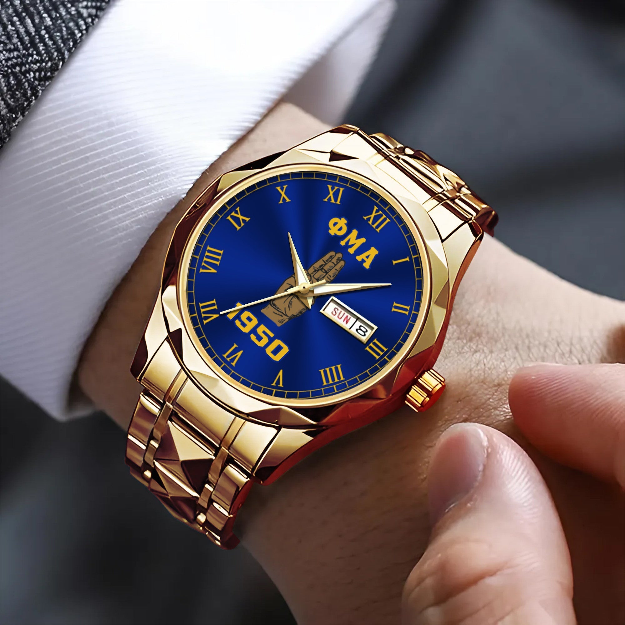 Greeklife Accessories - Alpha Phi Omega Handsign Alloy Luxury Quartz Watch A31