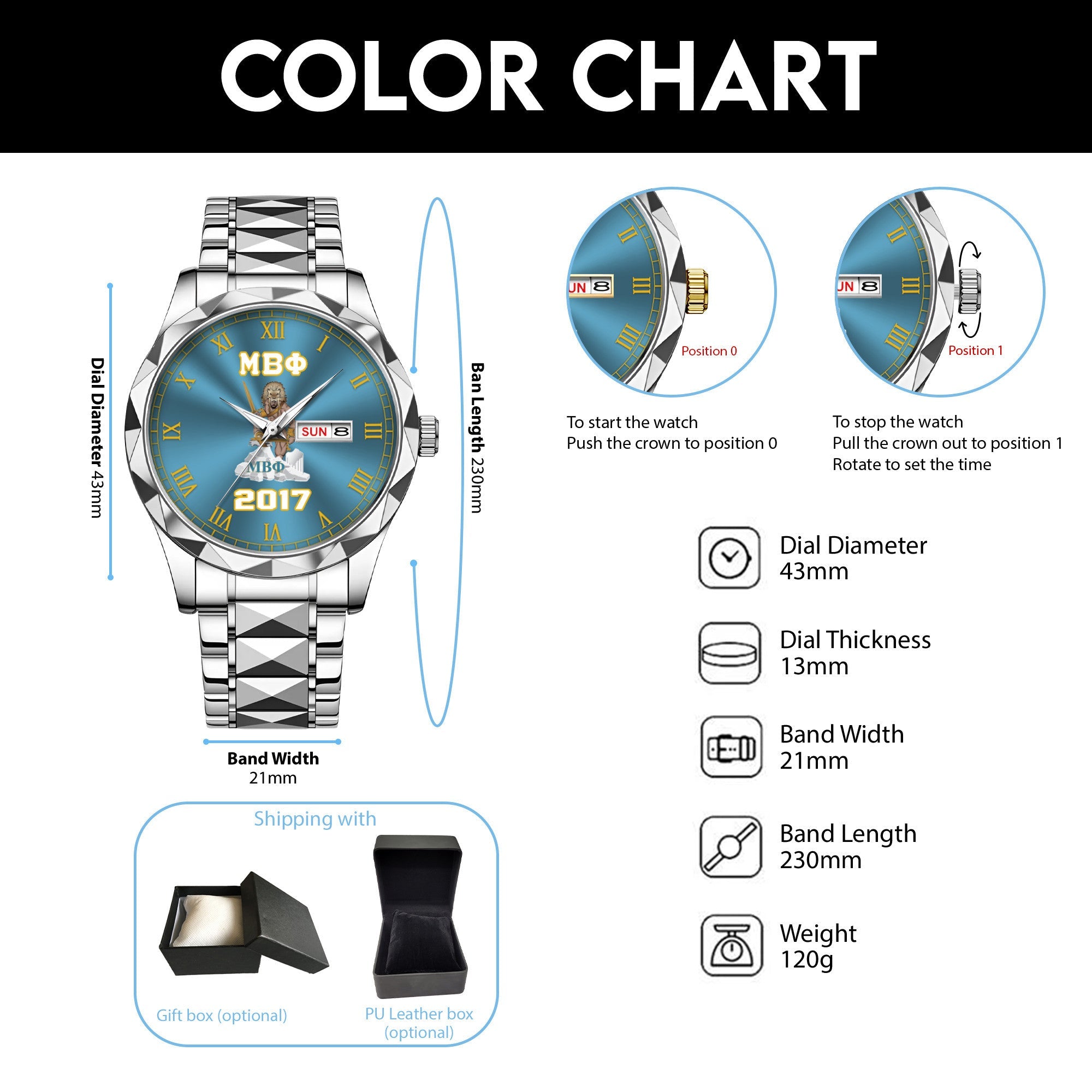 Greeklife Accessories - Mu Beta Phi Military Fraternity King Alloy Luxury Quartz Watch A31