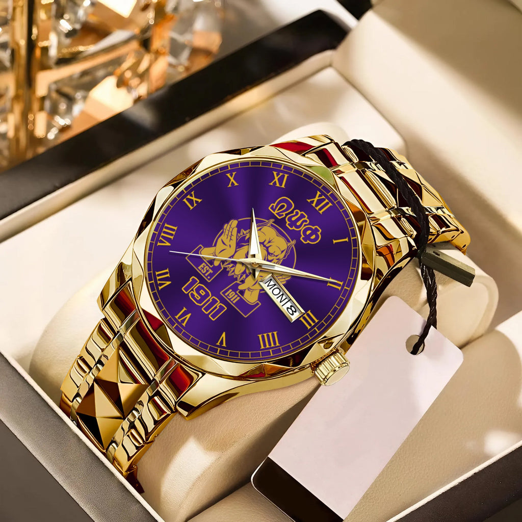 Greeklife Accessories - Omega Psi Phi Fraternity Bulldog Alloy Luxury Quartz Watch A31