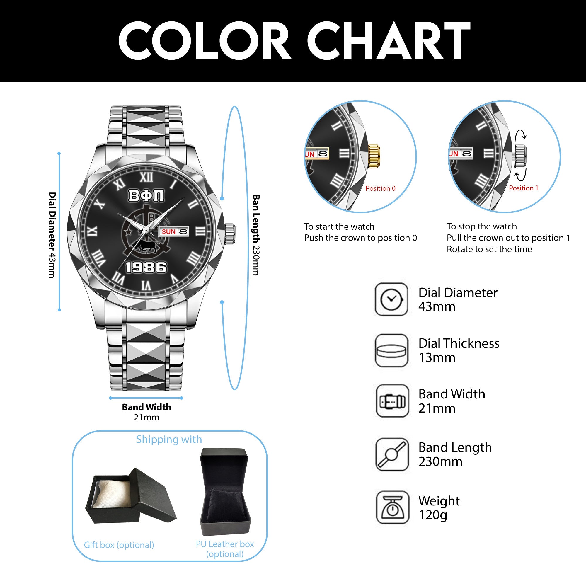 Greeklife Accessories - Beta Phi Pi Fraternity Gaur Alloy Luxury Quartz Watch A31