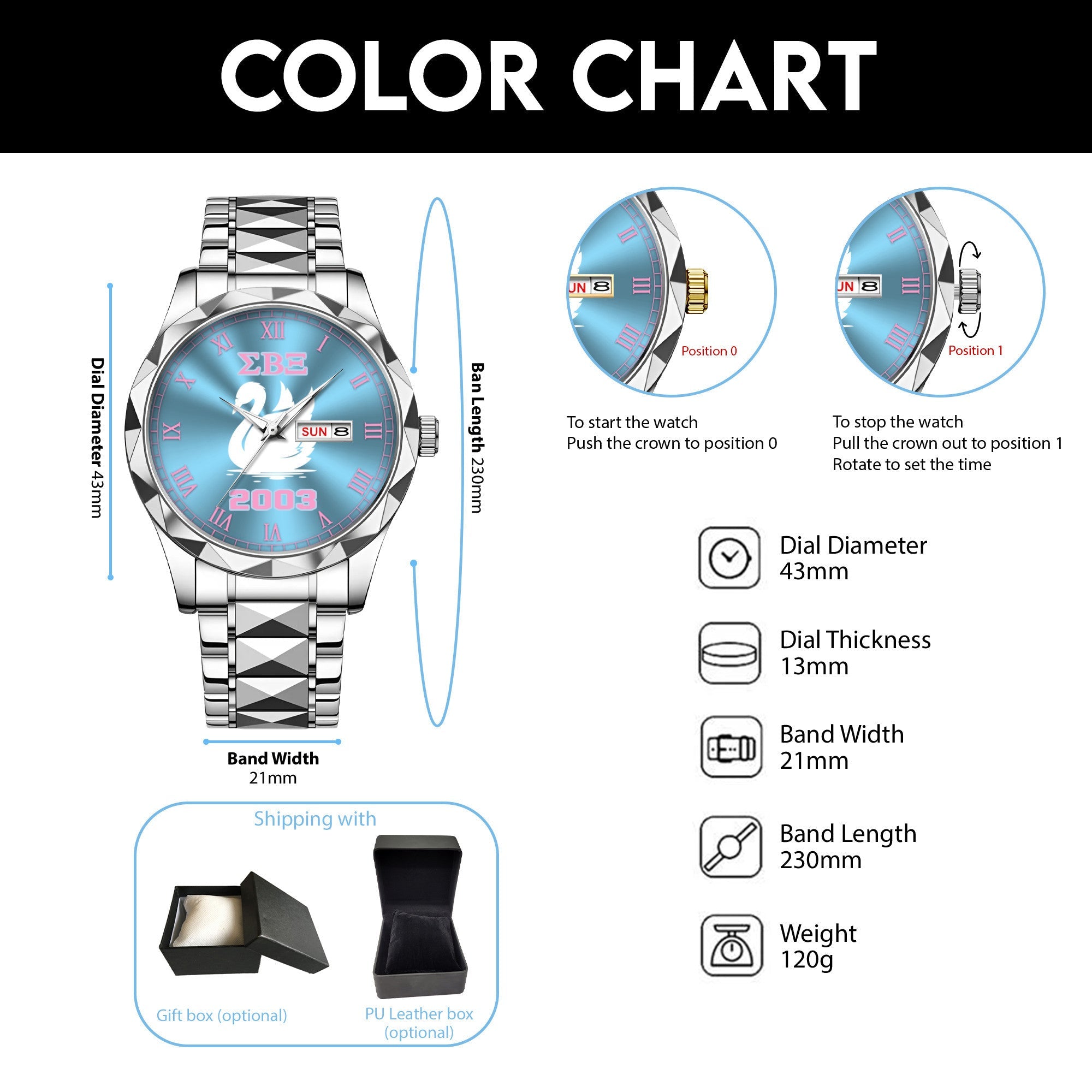 Greeklife Accessories - Sigma Beta Xi Sorority Swans Alloy Luxury Quartz Watch A31
