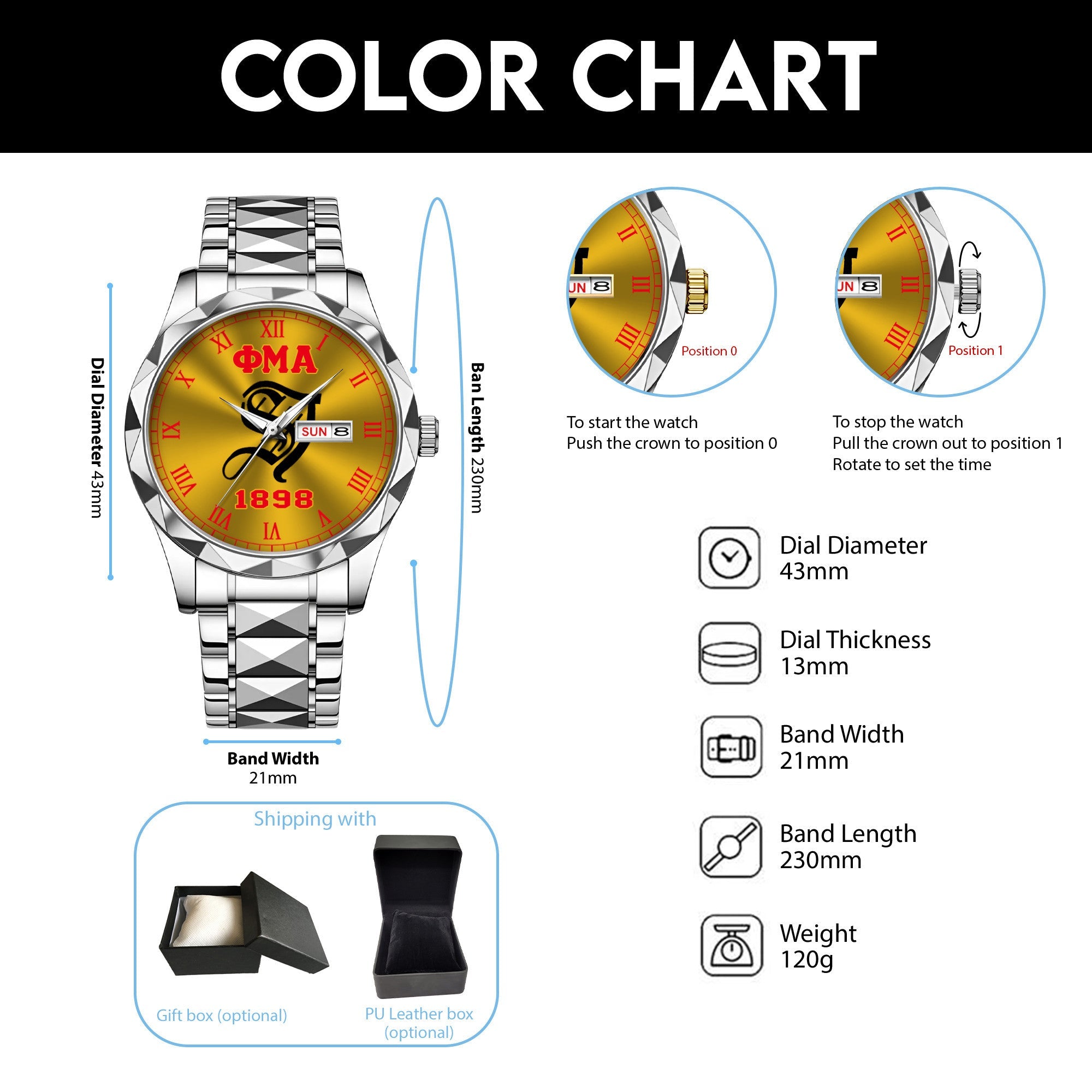 Greeklife Accessories - Phi Mu Alpha Sinfonia Lyre Alloy Luxury Quartz Watch A31