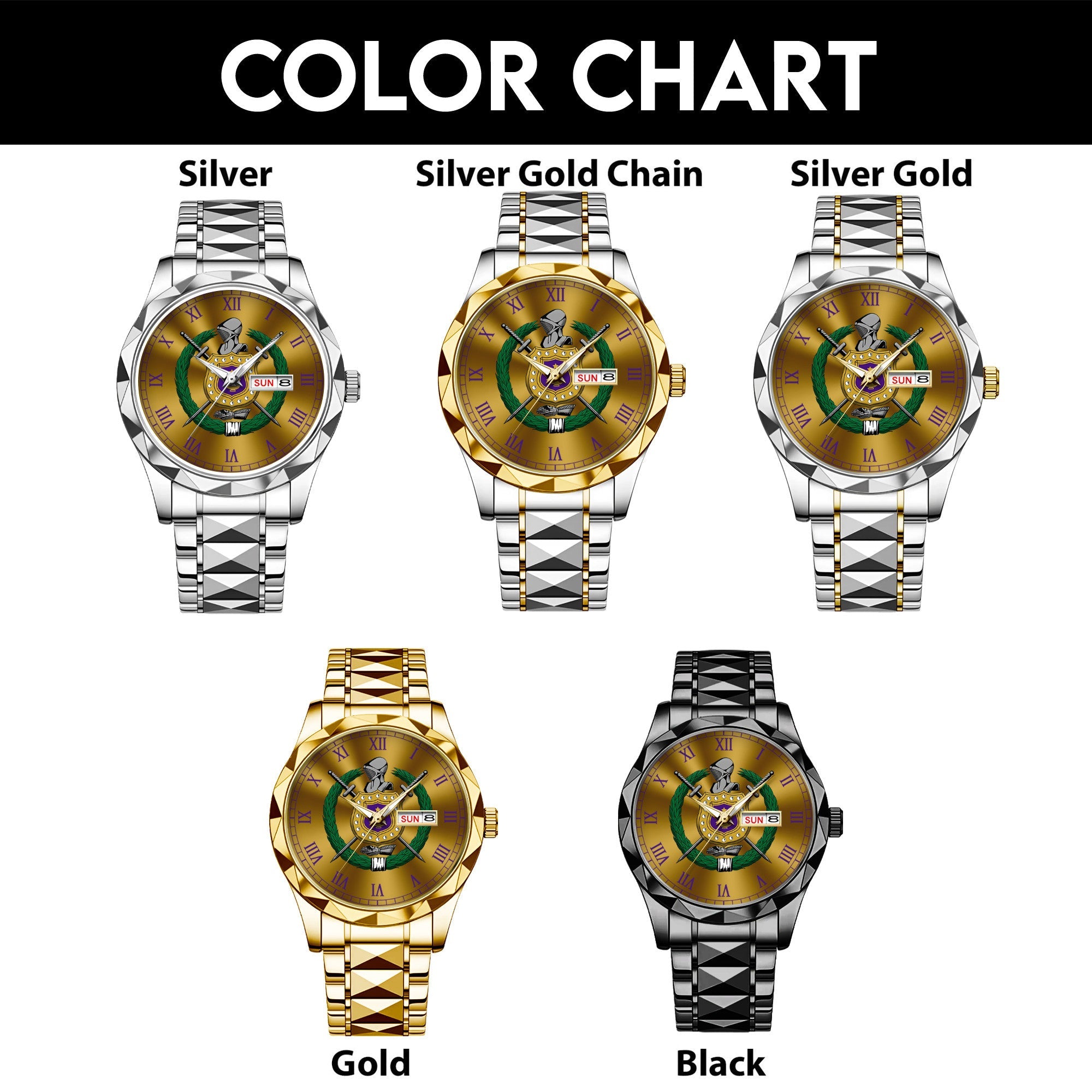 Greeklife Accessories - Omega Psi Phi Fraternity Alloy Luxury Quartz Watch A31