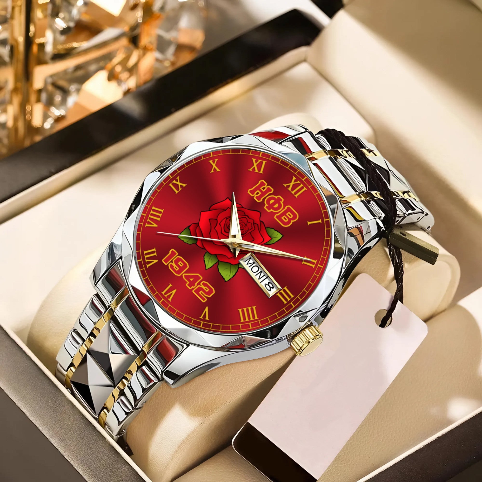 Greeklife Accessories - Eta Phi Beta Sorority Rose Alloy Luxury Quartz Watch A31