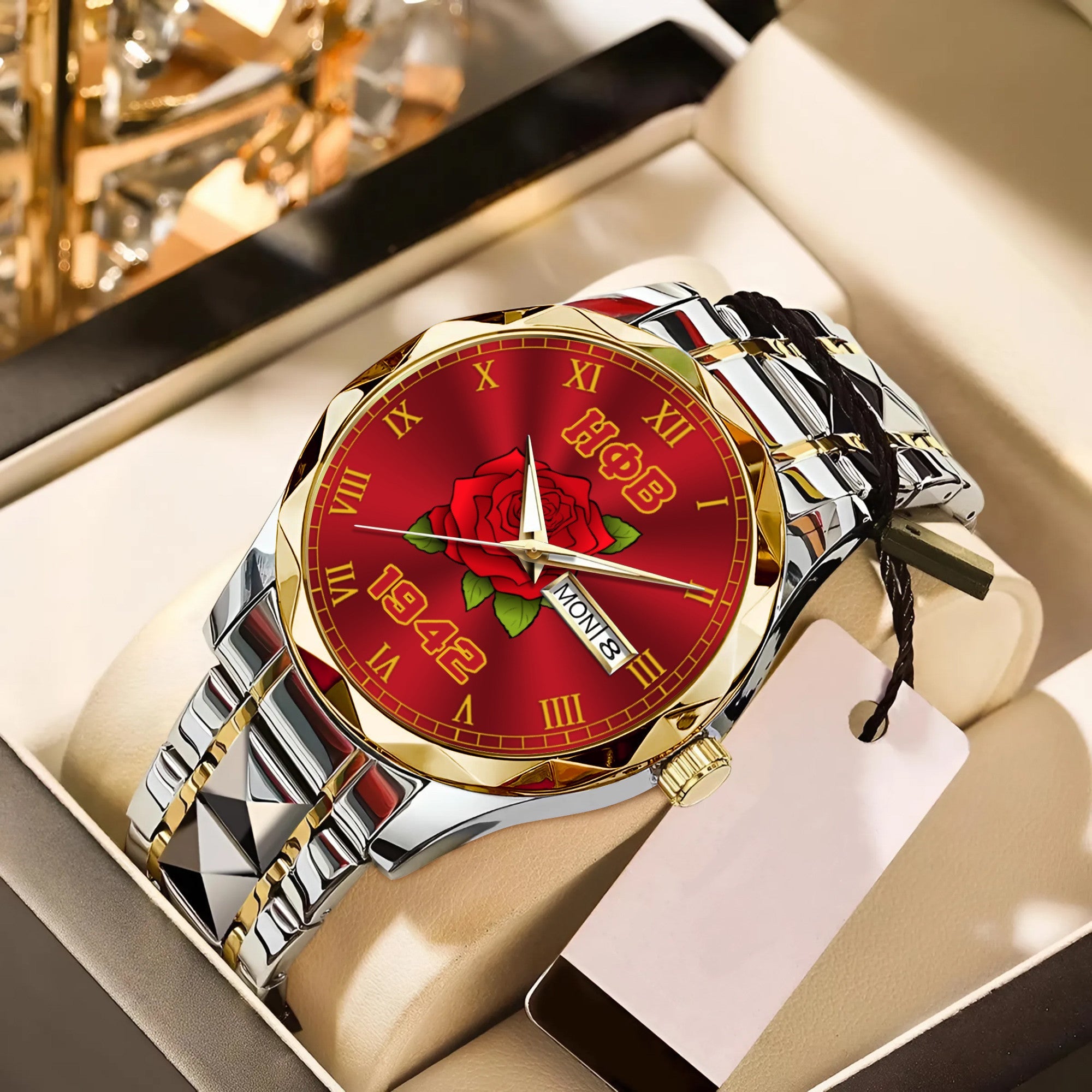 Greeklife Accessories - Eta Phi Beta Sorority Rose Alloy Luxury Quartz Watch A31