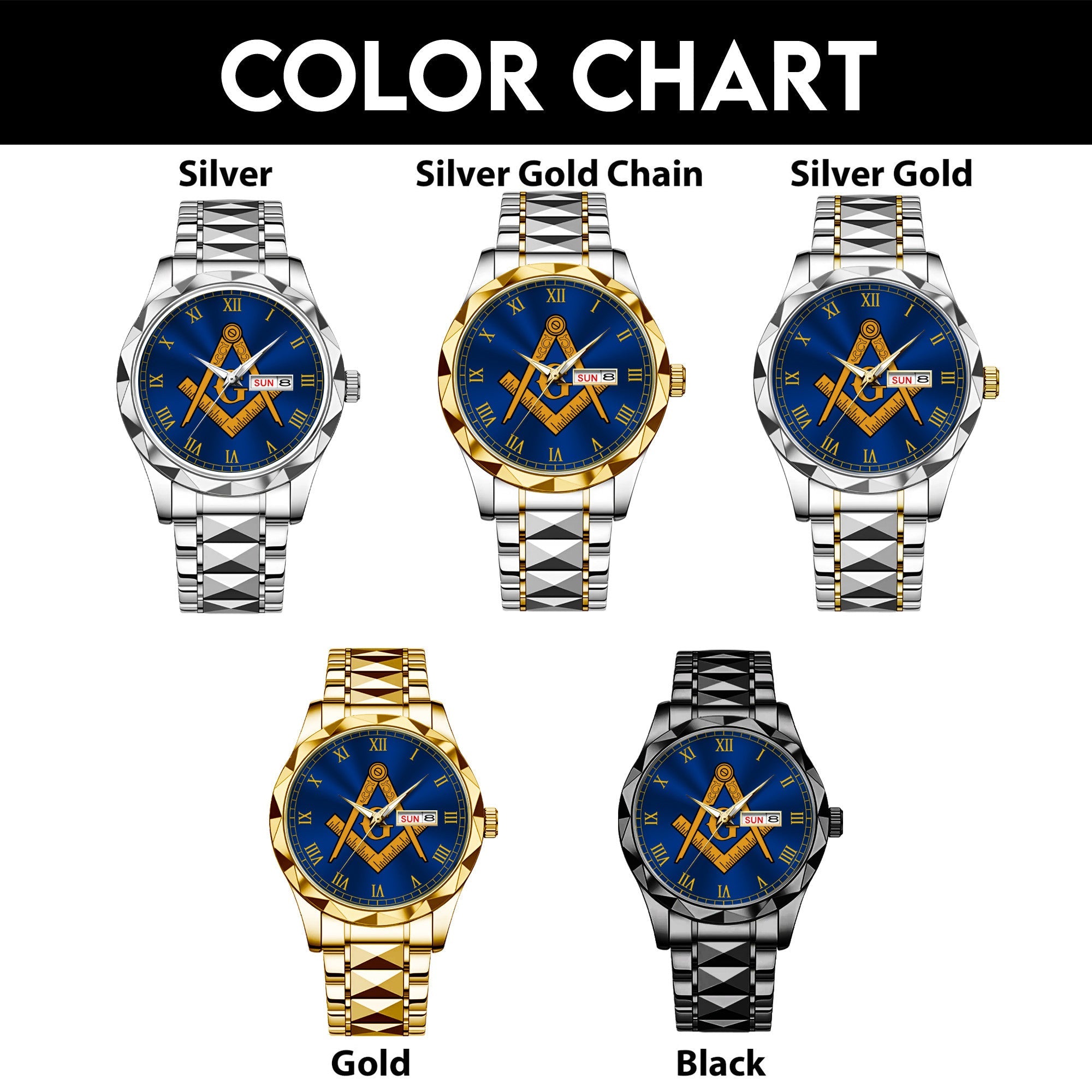 Greeklife Accessories - Freemasonry   Blue Alloy Luxury Quartz Watch A31