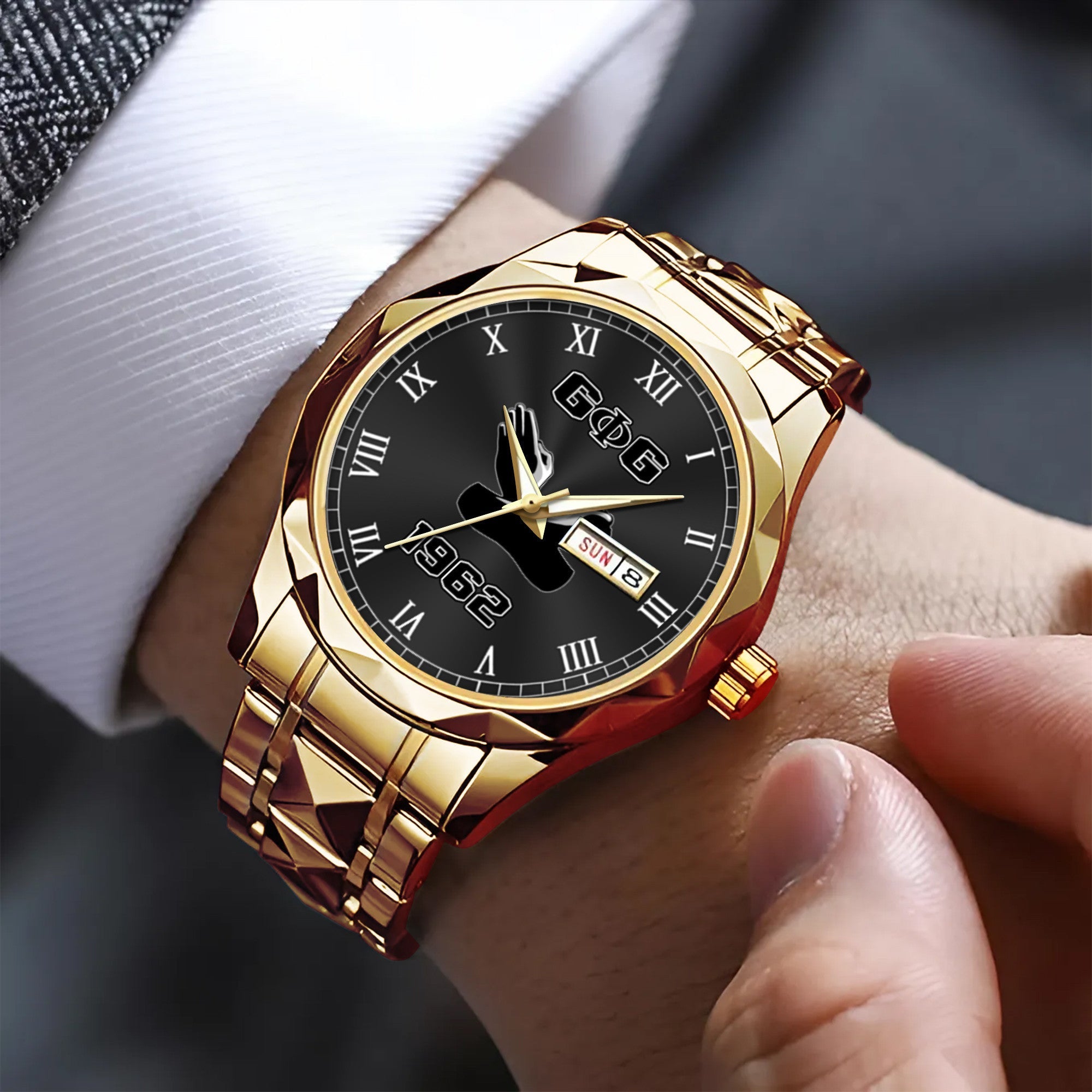 Greeklife Accessories - Groove Phi Groove Social Fellowship Handsign Alloy Luxury Quartz Watch A31