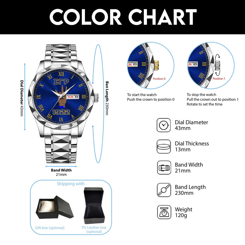Greeklife Accessories - Sigma Gamma Rho Sorority Handsign Alloy Luxury Quartz Watch A31