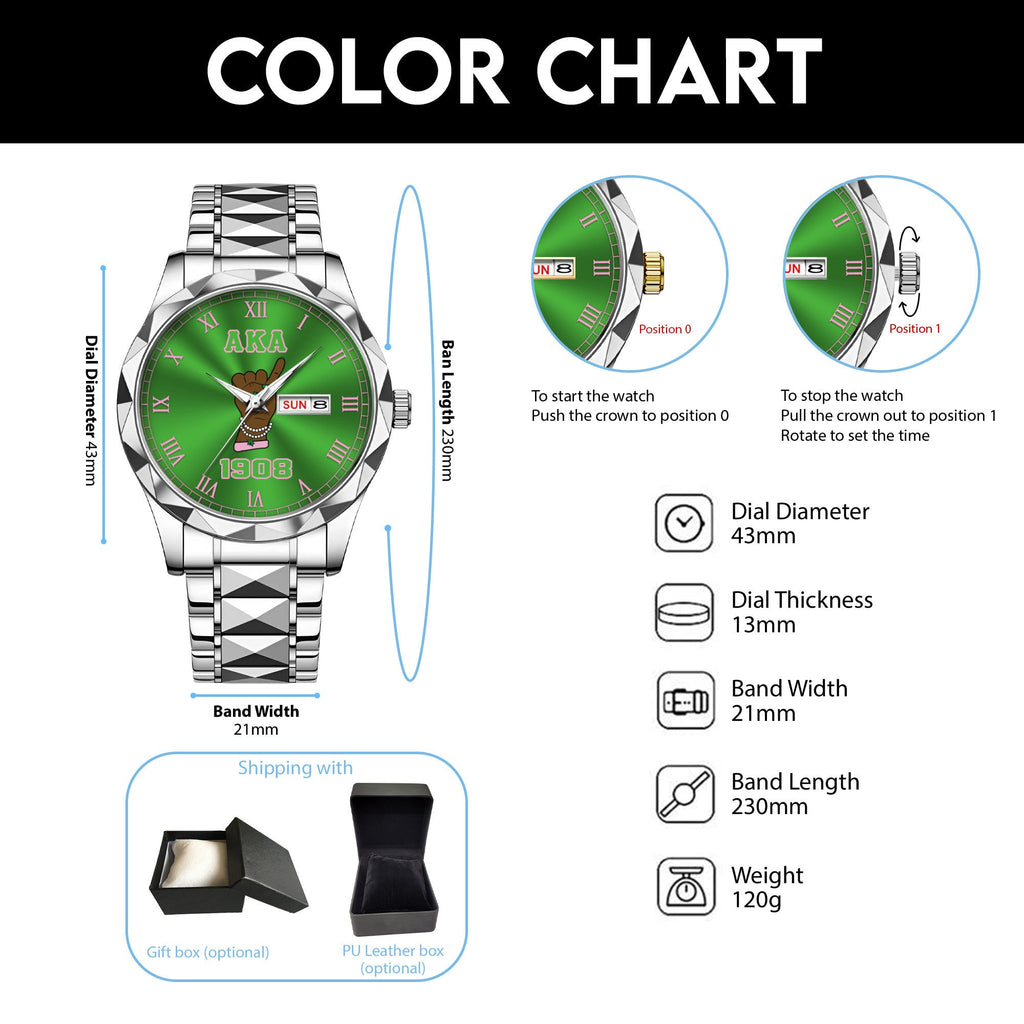 Greeklife Accessories - Alpha Kappa Alpha Sorority Handsign Alloy Luxury Quartz Watch A31