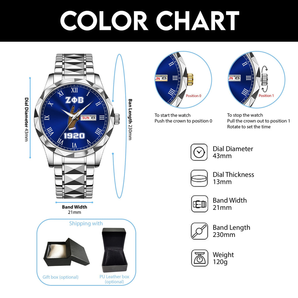 Greeklife Accessories - Zeta Phi Beta Sorority Handsign Alloy Luxury Quartz Watch A31