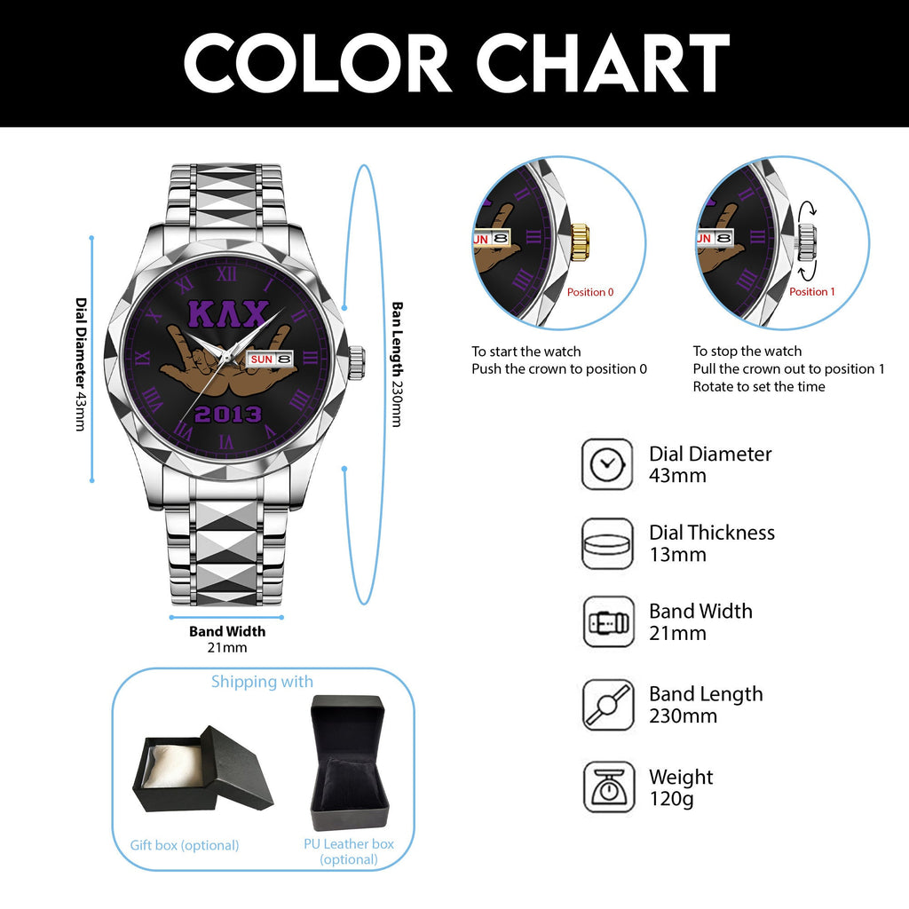 Greeklife Accessories - Kappa Lambda Chi Military Fraternity Handsign Alloy Luxury Quartz Watch A31