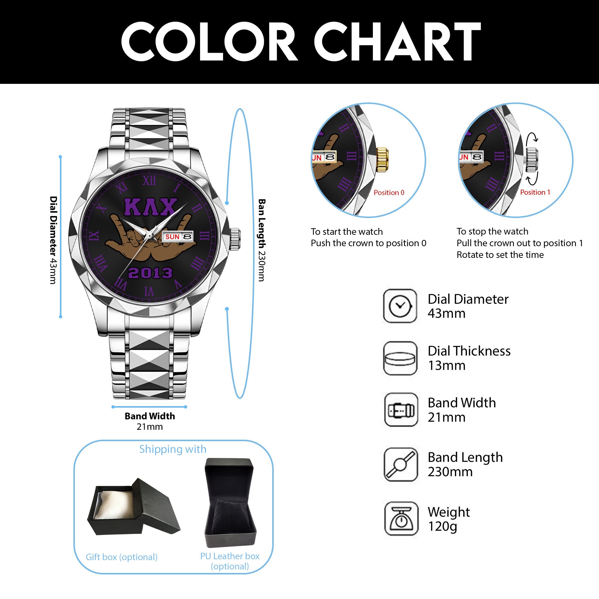 Greeklife Accessories - Kappa Lambda Chi Military Fraternity Handsign Alloy Luxury Quartz Watch A31