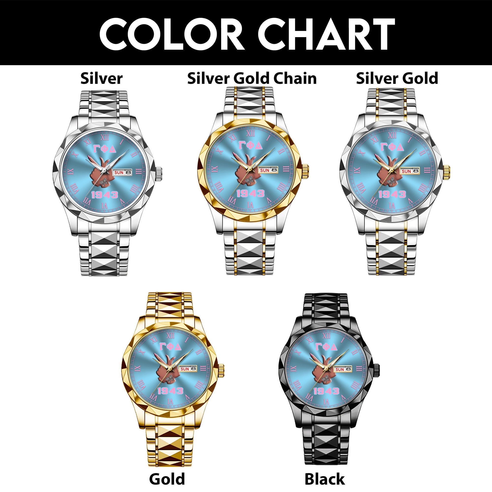 Greeklife Accessories - Gamma Phi Delta Sorority Handsign Alloy Luxury Quartz Watch A31