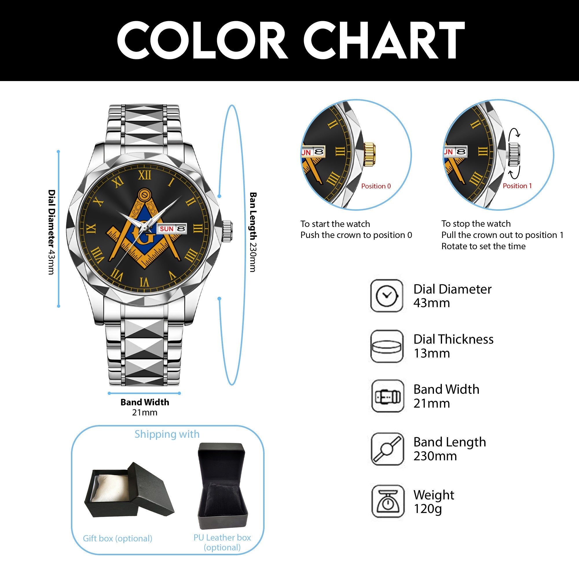 Greeklife Accessories - Freemasonry Prince Hall Black Alloy Luxury Quartz Watch A31