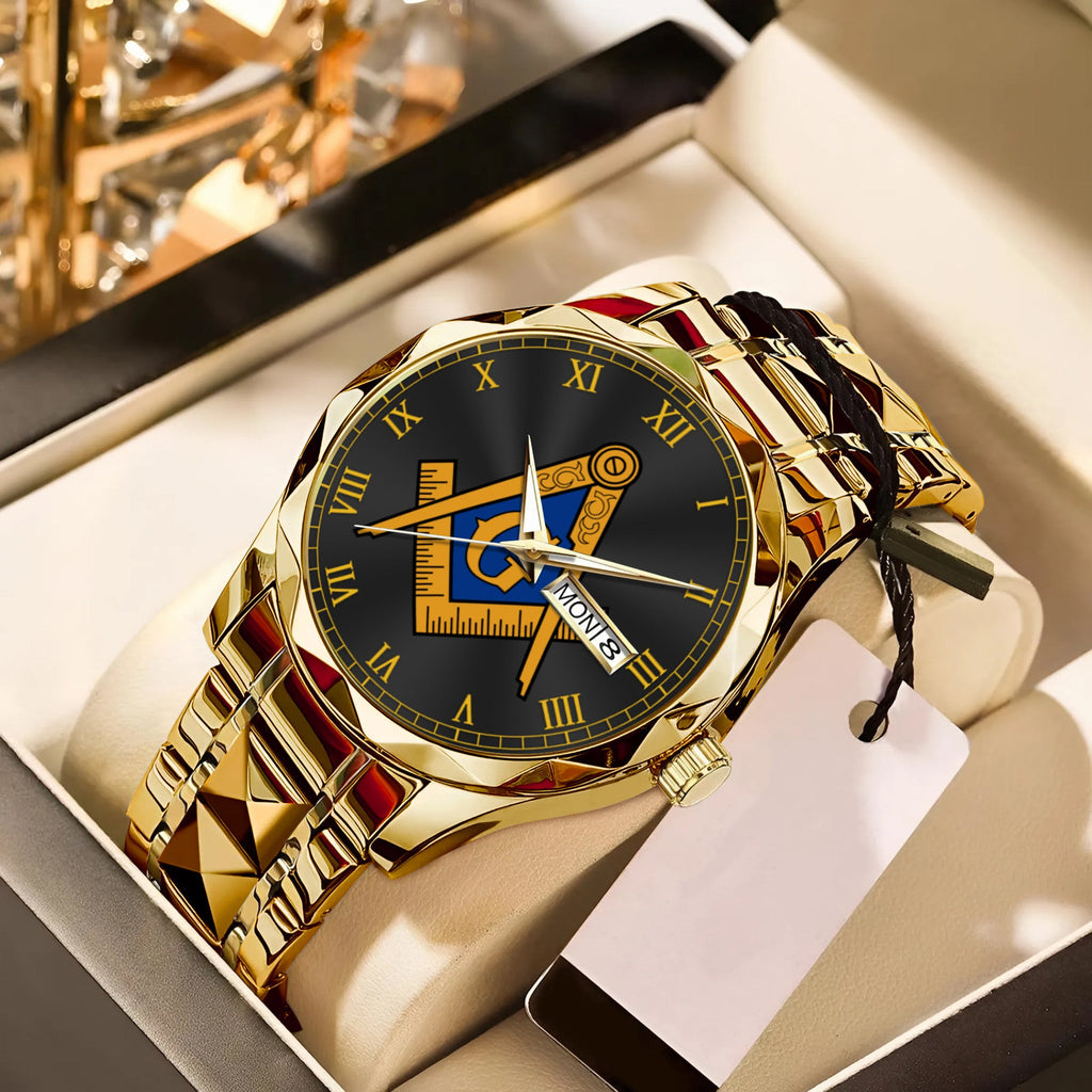Greeklife Accessories - Freemasonry Prince Hall Black Alloy Luxury Quartz Watch A31