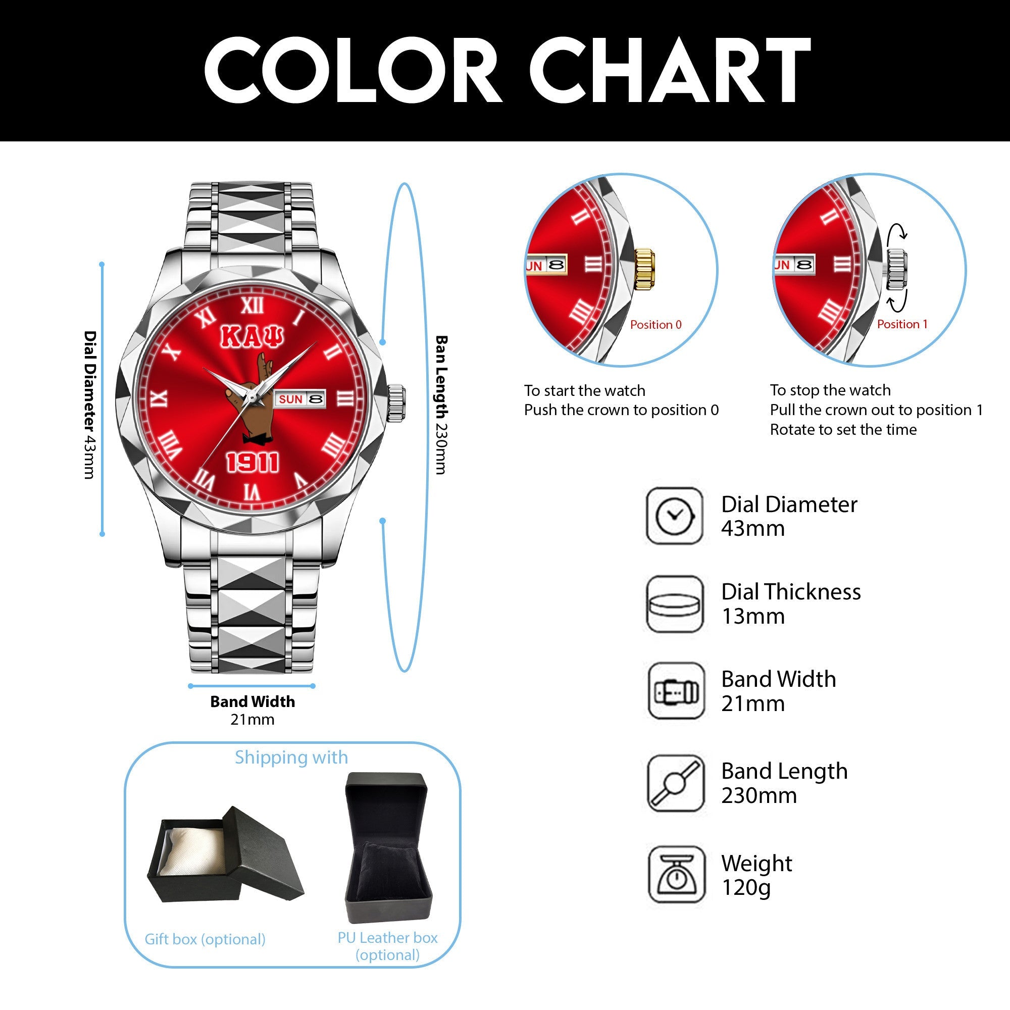 Greeklife Accessories - Kappa Alpha Psi Fraternity Handsign Alloy Luxury Quartz Watch A31