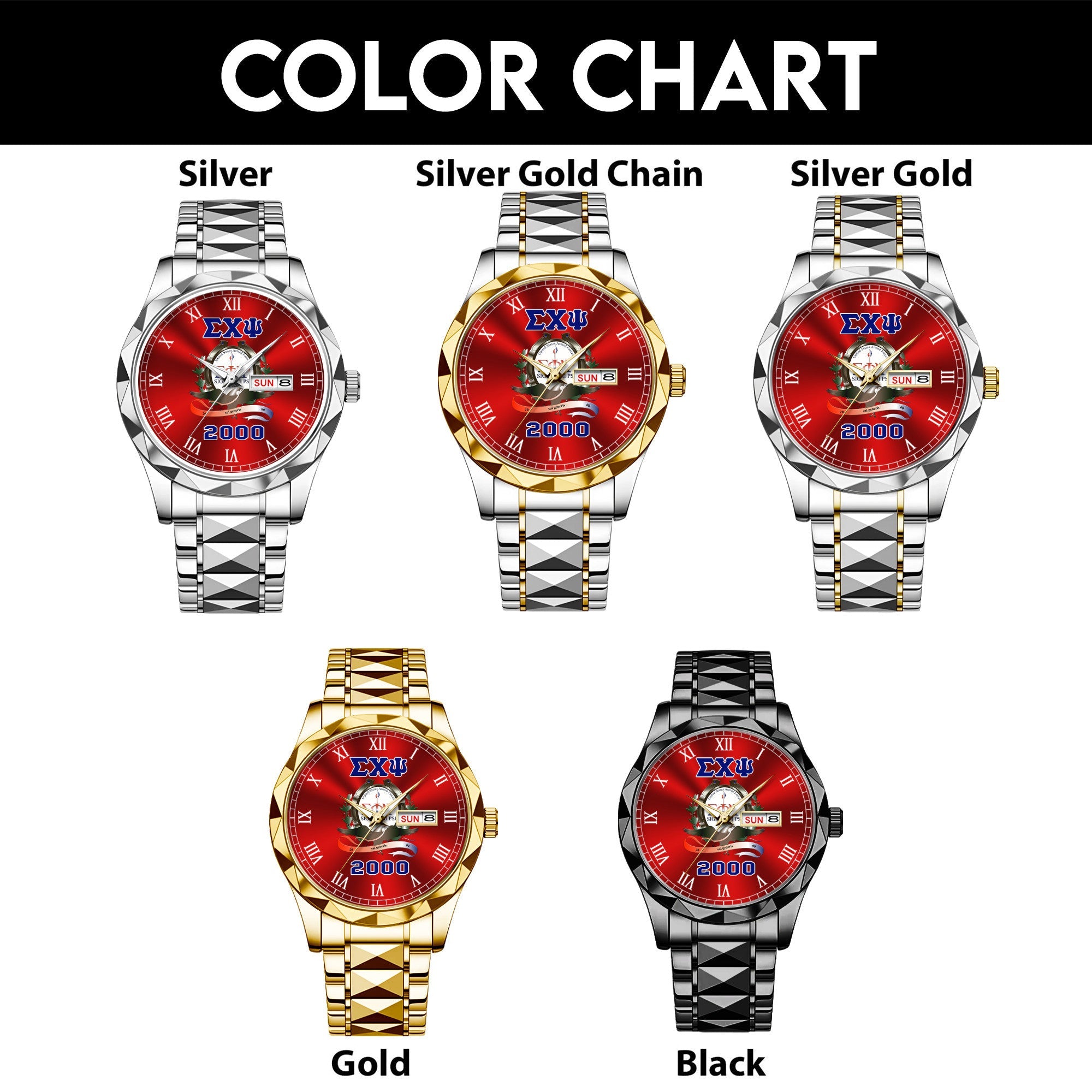 Greeklife Accessories - Sigma Phi Psi Military Sorority Alloy Luxury Quartz Watch A31