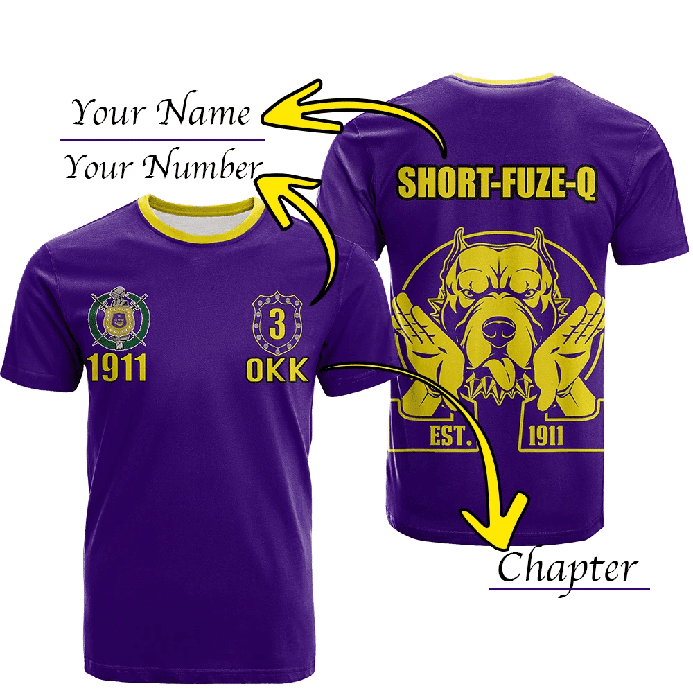 Africazone T-Shirt - Personalized Omega Psi Phi T-Shirt Bulldog Crown Psi Hand Sign J5 | Africazone.store