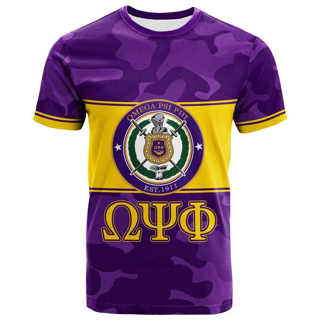 Africazone T-Shirt - Personalized Omega Psi Phi T-Shirt - Camo Version J5 | Africazone.store