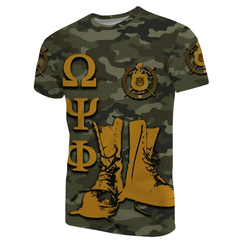 Africazone T-Shirt - Personalized Omega Psi Phi Army Boots 1911 J5 | Africazone.store