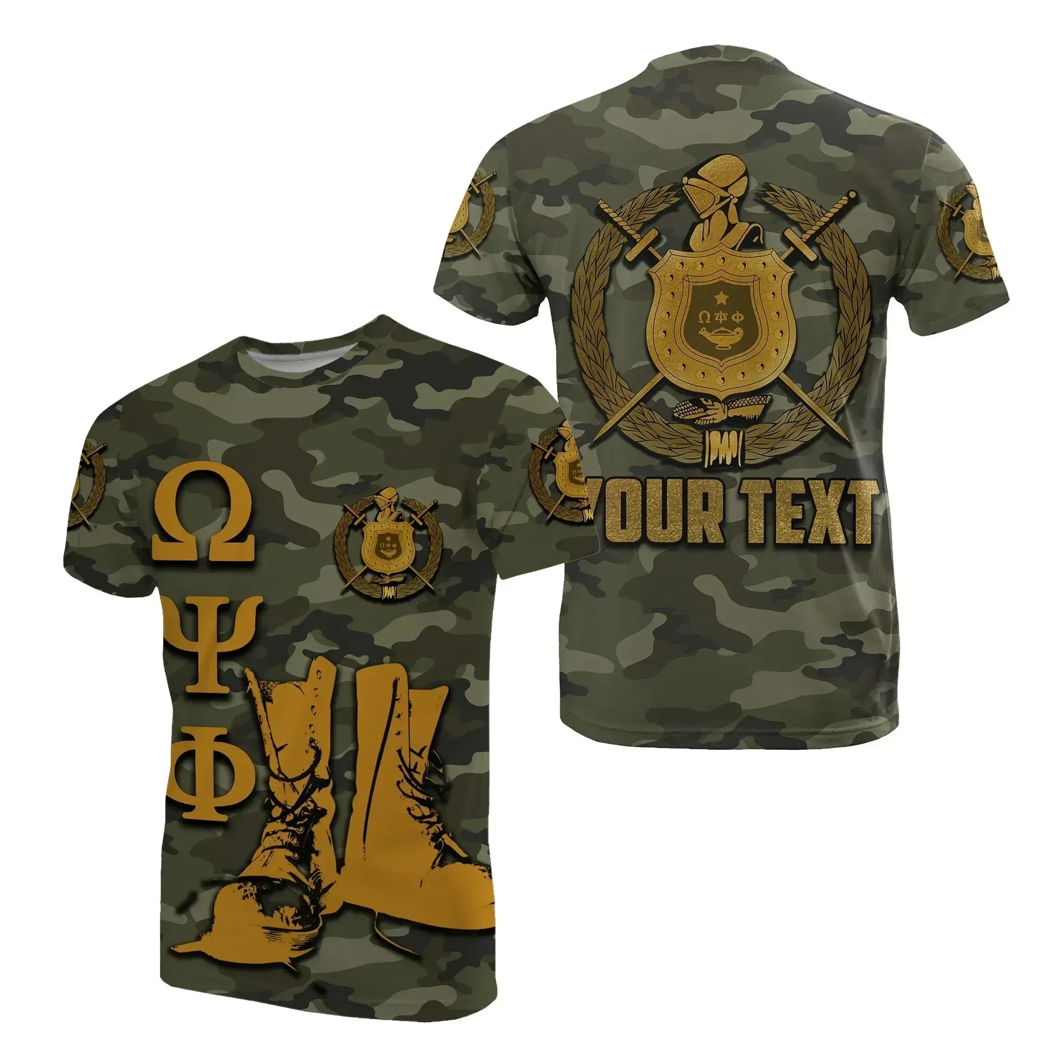 Africazone T-Shirt - Personalized Omega Psi Phi Army Boots 1911 J5 | Africazone.store