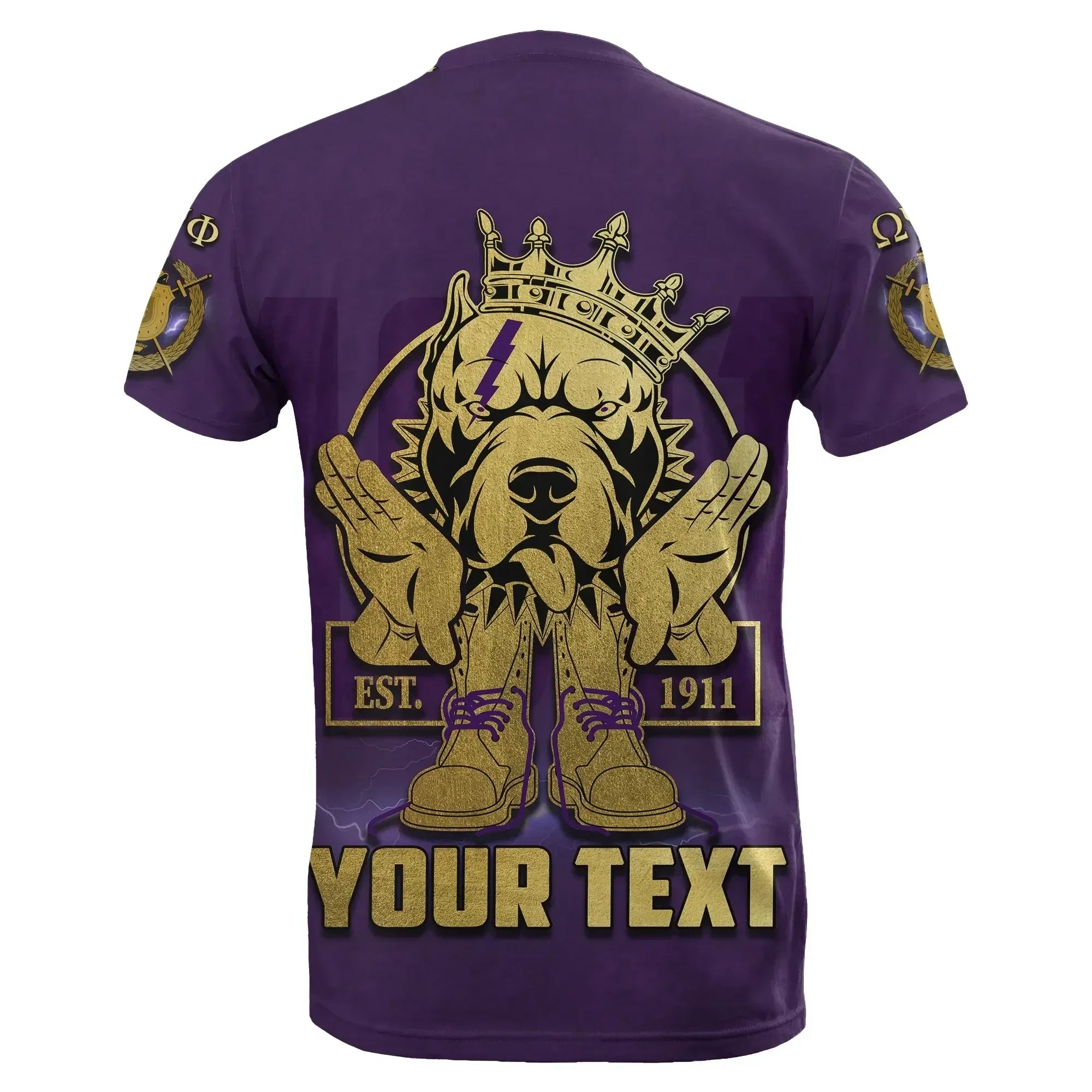 Africazone T-Shirt - Personalized Omega Psi Phi Bulldog Crown Hand Sign Army Boots J5 | Africazone.store