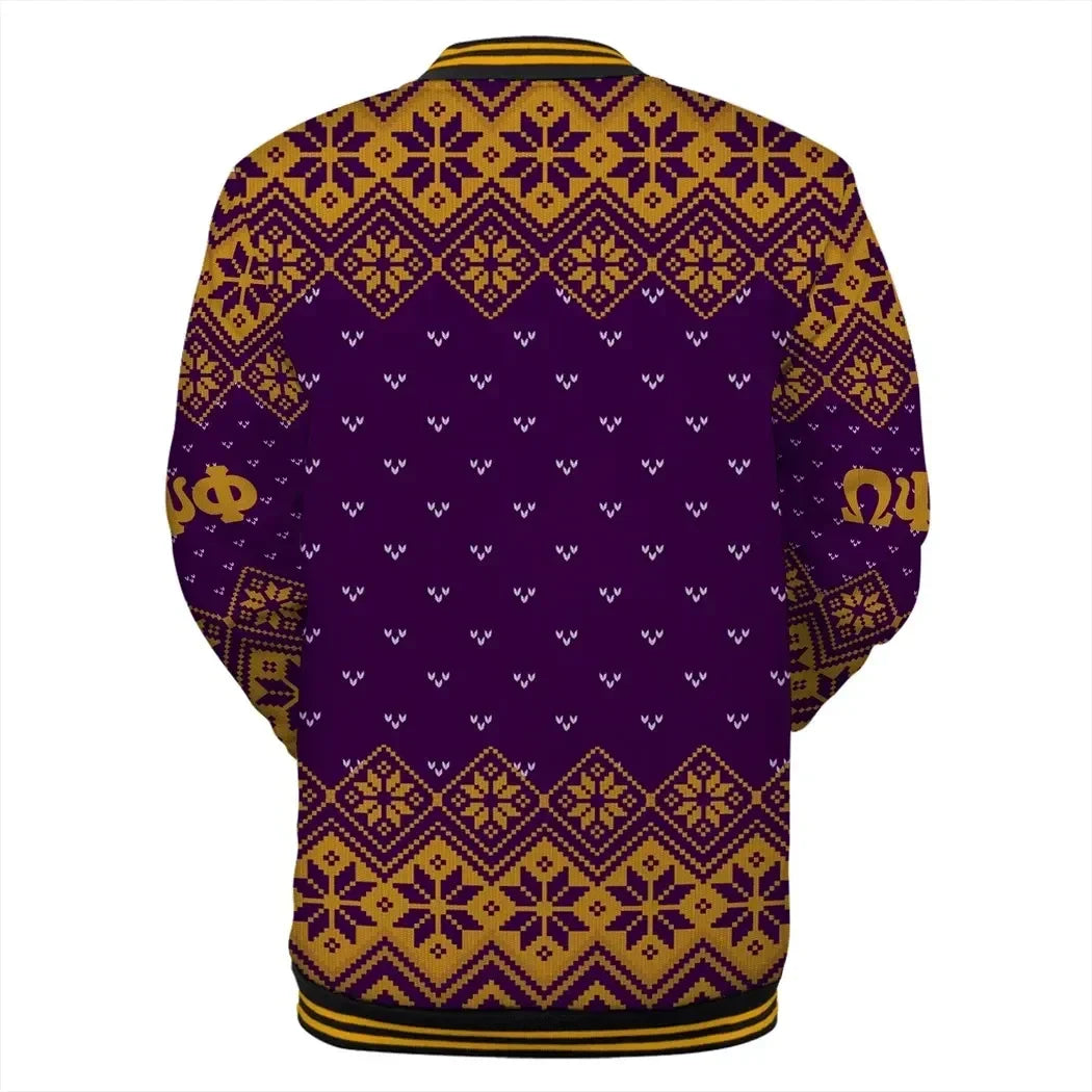 AfricaZone Jacket - Lux Omega Psi Phi In My Heart Christmas Baseball Jacket J5 | Africazone.store
