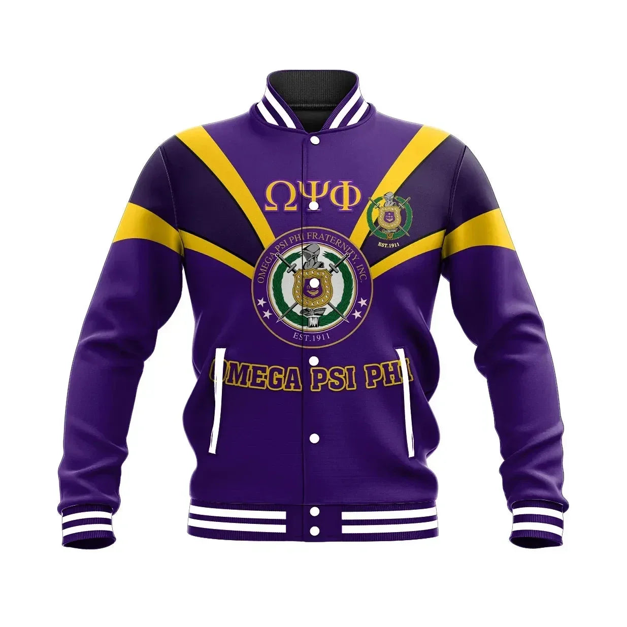 AfricaZone Jacket - Omega Psi Phi - Tusk Style Baseball Jacket J5 | Africazone.store9 | Africazone.store