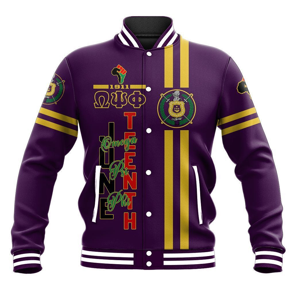 AfricaZone Jacket - Juneteenth Omega Psi Phi Baseball Jacket J5 | Africazone.store