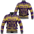 AfricaZone Jacket - Omega Psi Phi Fraternity Christmas Simple Vibes Baseball Jacket J5 | Africazone.store