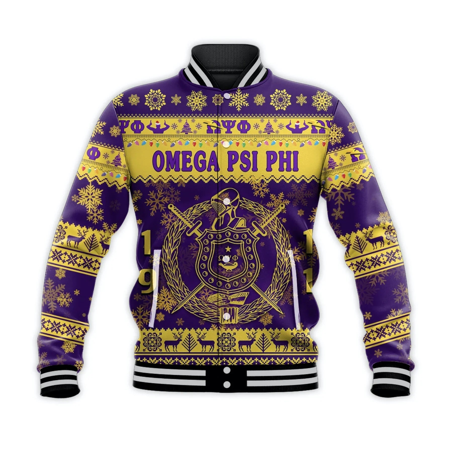AfricaZone Jacket - Omega Psi Phi Fraternity Christmas Simple Vibes Baseball Jacket J5