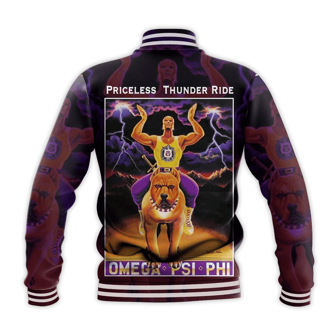 AfricaZone Jacket - OMEGA PSI PHI PRICELESS THUNDER RIDE BASEBALL JACKET J5 | Africazone.store