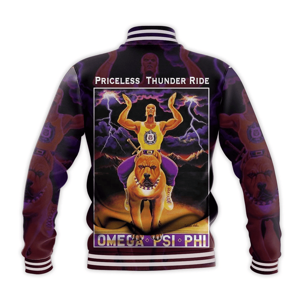 AfricaZone Jacket - OMEGA PSI PHI PRICELESS THUNDER RIDE BASEBALL JACKET J5 | Africazone.store