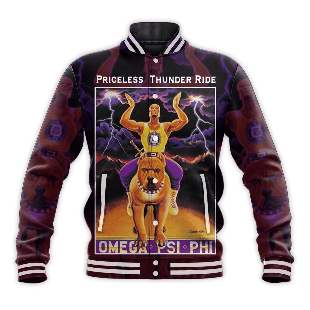 AfricaZone Jacket - OMEGA PSI PHI PRICELESS THUNDER RIDE BASEBALL JACKET J5 | Africazone.store