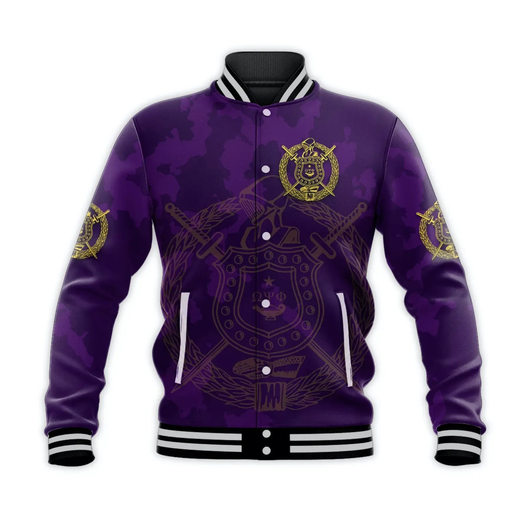 AfricaZone Jacket - Omega Psi Phi Fraternity Camouflage Style Baseball Jacket J5