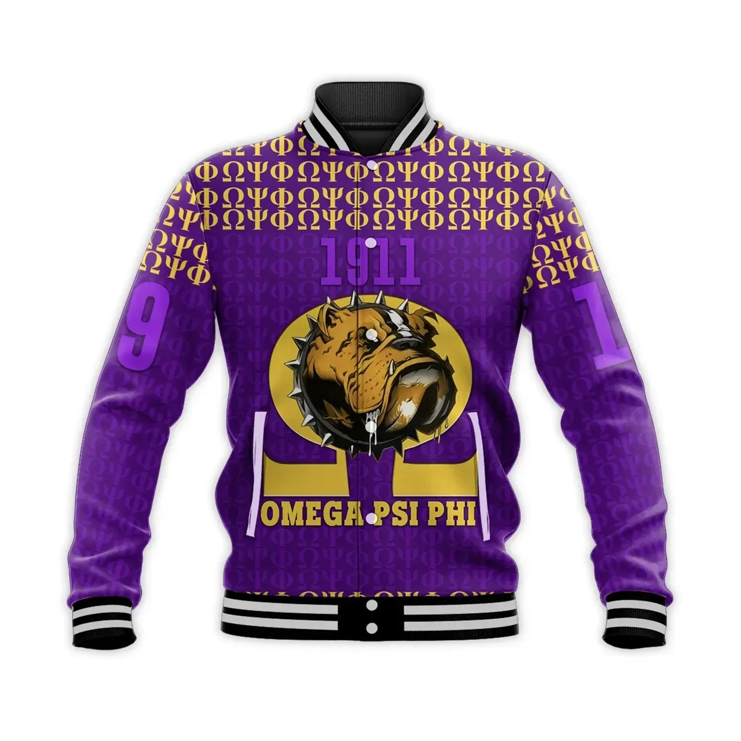 AfricaZone Jacket - Personalised Omega Psi Phi Bull Dogs Special Baseball Jacket J5 | Africazone.store